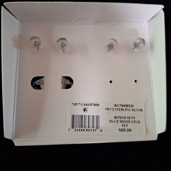 🎁Giani Bernini 3 pair Cubic Zirconia Sterling Silver Earrings - Picture 7 of 7